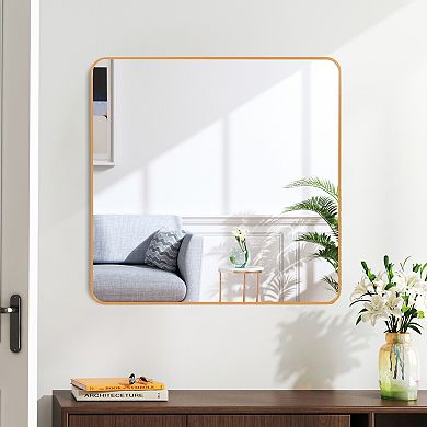 TOEMOA 30 Inch Square Framed Wall Mirror with Shatterproof Glass
