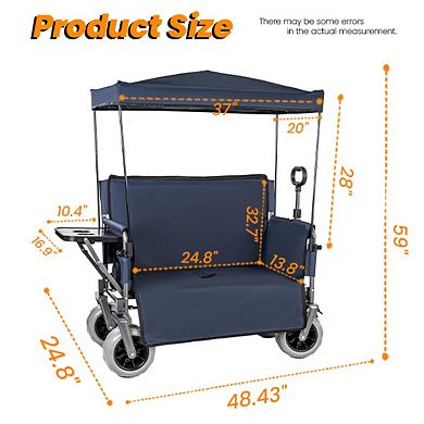 3-in-1 Collapsible Wagon with Canopy, Bench and Table 500lb Capacity