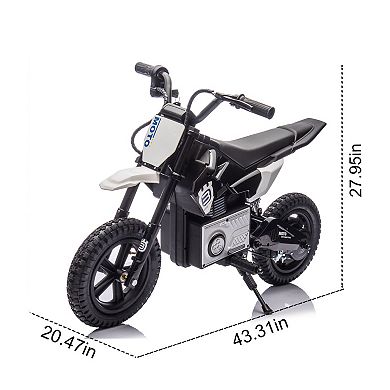 TOEMOA Kids Ride On Electric Toy Motorcycle with Bluetooth Music and LED Lights