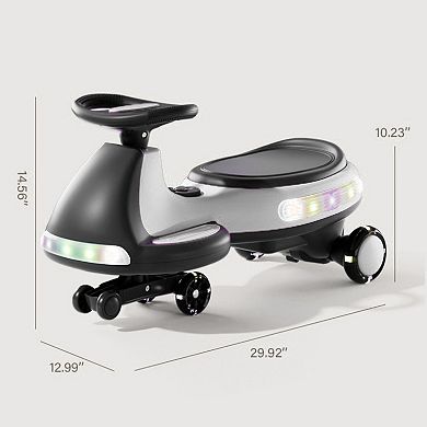 TOEMOA Children's Electric Ride-On Wiggle Car with LED Lights and Music