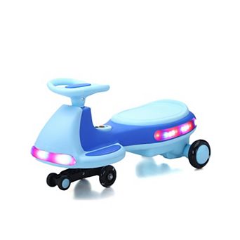 TOEMOA Children's Electric Ride-On Wiggle Car with LED Lights and Music