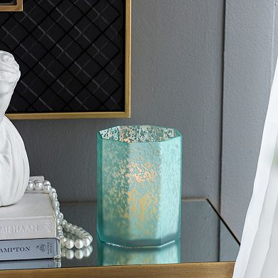 TOEMOA Frosted Glass Octagonal Candle Holder Set - 4 Pack Modern Home Decor