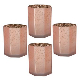 TOEMOA Frosted Glass Octagonal Candle Holder Set - 4 Pack Modern Home Decor