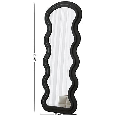 TOEMOA Full Length Wave Floor Mirror with Stand for Bedroom Living Room Decoration