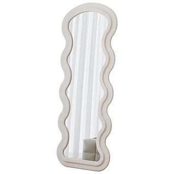 TOEMOA Full Length Wave Floor Mirror with Stand for Bedroom Living Room Decoration