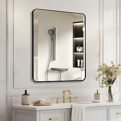 TOEMOA Large Rectangular Wall Mirror with Brushed Frame for Modern Bathrooms