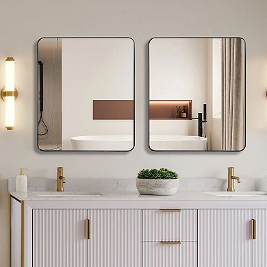 TOEMOA Large Rectangular Wall Mirror with Brushed Frame for Modern Bathrooms