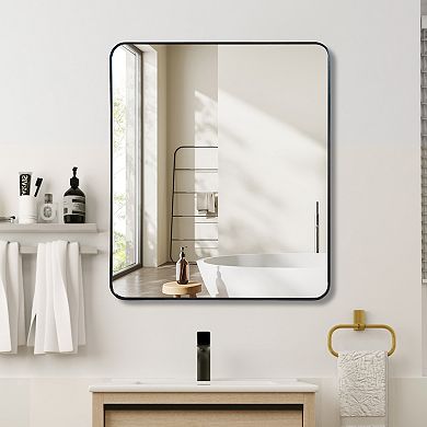 TOEMOA Large Rectangular Wall Mirror with Brushed Frame for Modern Bathrooms