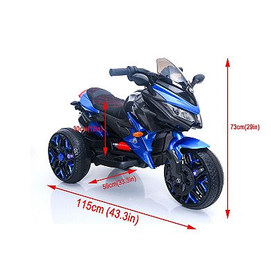 TOEMOA Kids Battery Powered Ride-On Motorcycle Toy with Training Wheels and Lights
