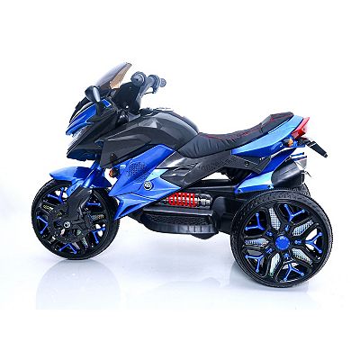 TOEMOA Kids Battery Powered Ride-On Motorcycle Toy with Training Wheels and Lights