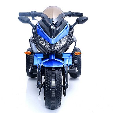 TOEMOA Kids Battery Powered Ride-On Motorcycle Toy with Training Wheels and Lights