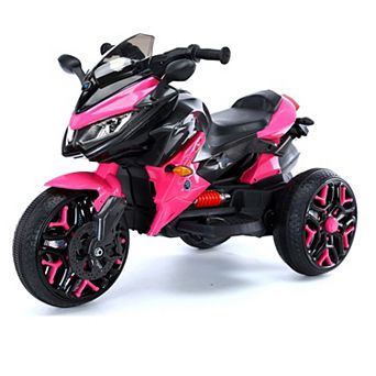 TOEMOA Kids Battery Powered Ride-On Motorcycle Toy with Training Wheels and Lights