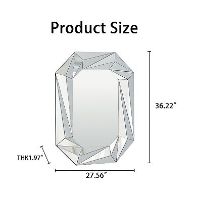 TOEMOA Large Modern Diamond Shaped Wall Mirror with Beveled Edge for Room Decor