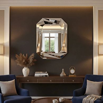 TOEMOA Large Modern Diamond Shaped Wall Mirror with Beveled Edge for Room Decor