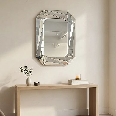 TOEMOA Large Modern Diamond Shaped Wall Mirror with Beveled Edge for Room Decor