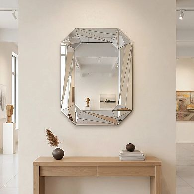 TOEMOA Large Modern Diamond Shaped Wall Mirror with Beveled Edge for Room Decor