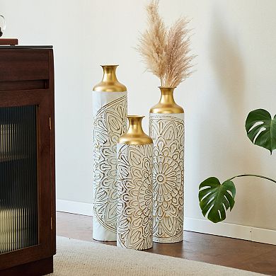 TOEMOA Modern Droplet Shaped Metal Floor Vase Set for Home Decor Accent