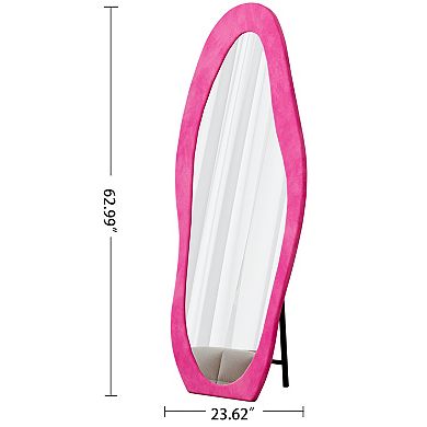TOEMOA Full Length Floor Mirror with Flannel Wrapped Wooden Frame