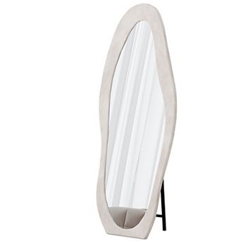 TOEMOA Full Length Floor Mirror with Flannel Wrapped Wooden Frame