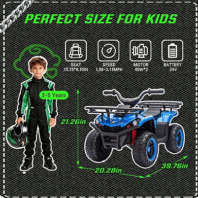 TOEMOA Children's Electric All-Terrain Vehicle with Bluetooth Music Playback