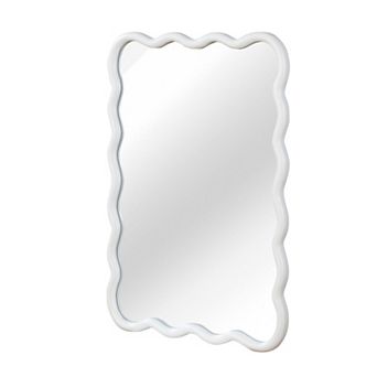 TOEMOA Wavy Rectangle Solid Wood Frame Decorative Wall Mirror for Home Decor
