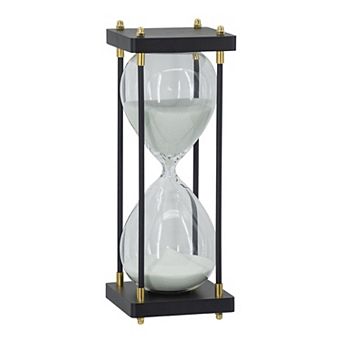 TOEMOA Minimalist Wooden Frame Hourglass Decor with Metallic Accents