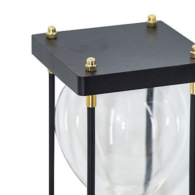TOEMOA Minimalist Wooden Frame Hourglass Decor with Metallic Accents