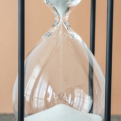 TOEMOA Minimalist Wooden Frame Hourglass Decor with Metallic Accents