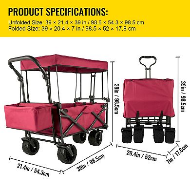 Collapsible Utility Folding Garden Cart with Canopy