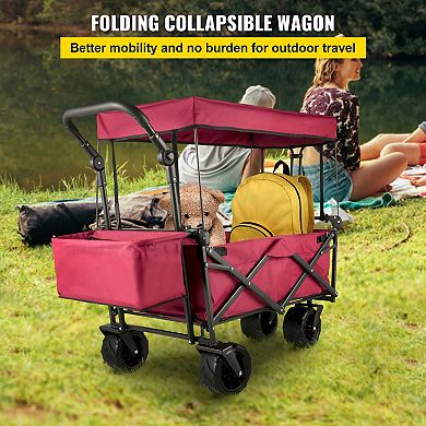 Collapsible Utility Folding Garden Cart with Canopy