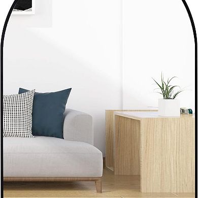 TOEMOA 20x30 Inch Arched Wall Mirror with Metal Frame for Modern Bathrooms
