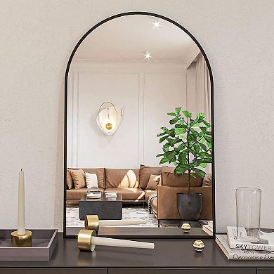 TOEMOA 20x30 Inch Arched Wall Mirror with Metal Frame for Modern Bathrooms