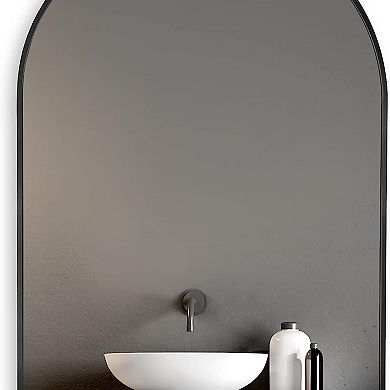 TOEMOA 20x30 Inch Arched Wall Mirror with Metal Frame for Modern Bathrooms