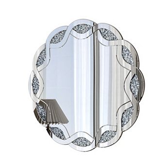 TOEMOA Decorative Round Wall Mirror with Wave Frame for Home Interior Decor