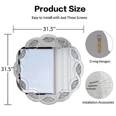 TOEMOA Decorative Round Wall Mirror with Wave Frame for Home Interior Decor