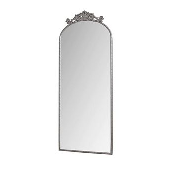 TOEMOA Large Arched Full Body Wall Mirror with Vintage Carved Top Decoration