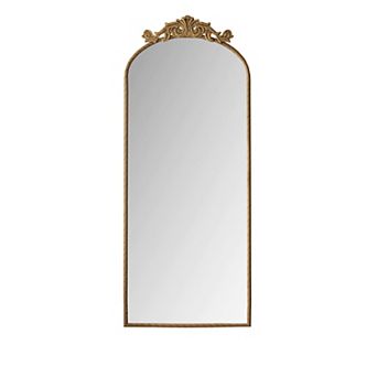 TOEMOA Large Arched Full Body Wall Mirror with Vintage Carved Top Decoration