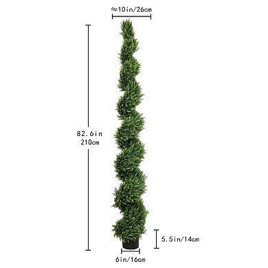 TOEMOA 7 Foot Tall Artificial Two-Tone Pine Tree with Potted Base for Indoor Outdoor Decor