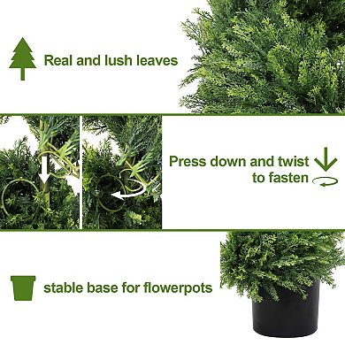 TOEMOA 7 Foot Tall Artificial Two-Tone Pine Tree with Potted Base for Indoor Outdoor Decor