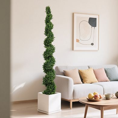 TOEMOA 7 Foot Tall Artificial Two-Tone Pine Tree with Potted Base for Indoor Outdoor Decor