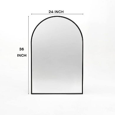 TOEMOA 24x36 Inch Arched Wall Mirror with Brushed Metal Frame for Modern Decor