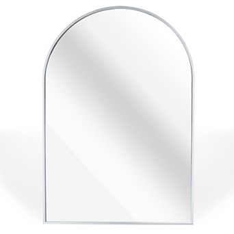 TOEMOA 24x36 Inch Arched Wall Mirror with Brushed Metal Frame for Modern Decor