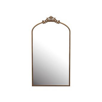TOEMOA Vintage Ornate Arched Metal Frame Wall Mirror for Home Decor
