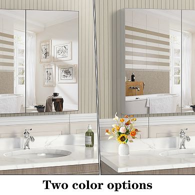 TOEMOA Wall Mounted Medicine Cabinet with Mirror and Adjustable Shelves