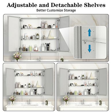 TOEMOA Wall Mounted Medicine Cabinet with Mirror and Adjustable Shelves