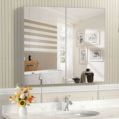 TOEMOA Wall Mounted Medicine Cabinet with Mirror and Adjustable Shelves