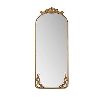 TOEMOA Arched Full Body Wall Mirror with Vintage Carved Detailing for Home Decor