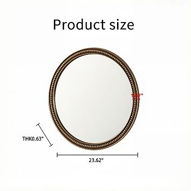 TOEMOA Round Decorative Wall Mirror with Beaded Frame for Home Decor