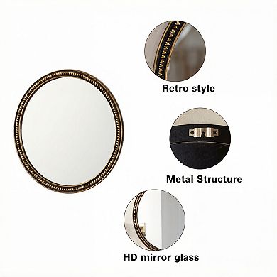 TOEMOA Round Decorative Wall Mirror with Beaded Frame for Home Decor