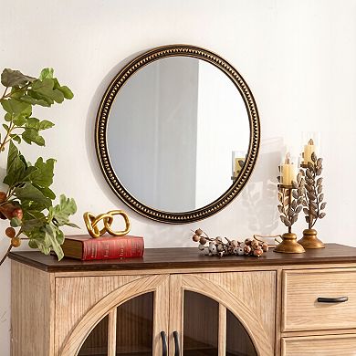 TOEMOA Round Decorative Wall Mirror with Beaded Frame for Home Decor